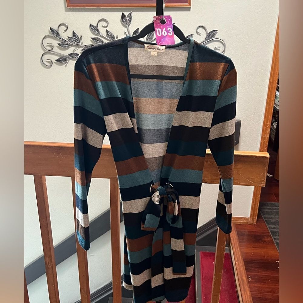NWOT Indigo Rose Striped Cardigan Size Smallll #063